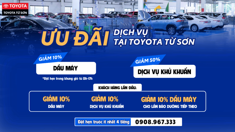 ĐẶT HẸN TRƯỚC – NHẬN NGAY ƯU ĐÃI DỊCH VỤ LÊN ĐẾN 50% TẠI TOYOTA TỪ SƠN