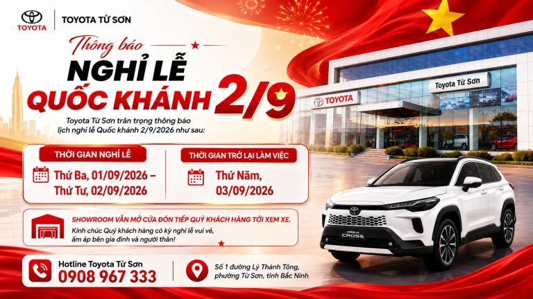 TOYOTA TỪ SƠN THÔNG BÁO NGHỈ LỄ QUỐC KHÁNH 02/09/2026