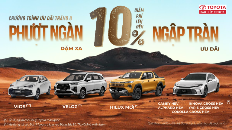 CHƯƠNG TRÌNH ƯU ĐÃI ĐẶC BIỆT TRONG THÁNG 8 CỦA BẢO HIỂM TOYOTA!